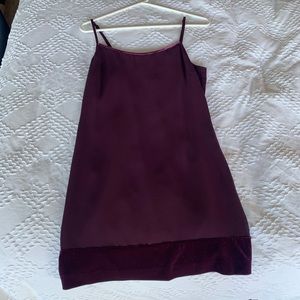 Vintage esprit wine coloured slip dress with velvet trim